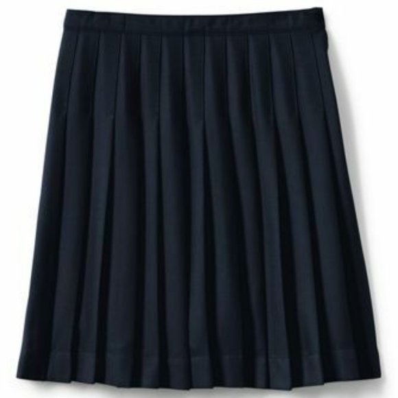 NWT LANDS' END UNIFORM GIRLS SOLID PLEATED BELOW THE KNEE SKIRT CLASSIC NAVY 4 - Picture 2 of 7